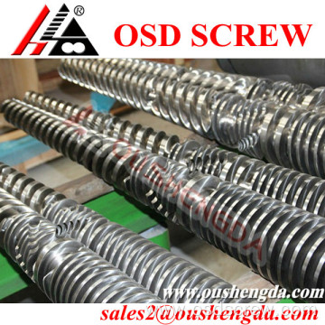 Conical extruder screw barrel (counter-rotating) for extrusion line